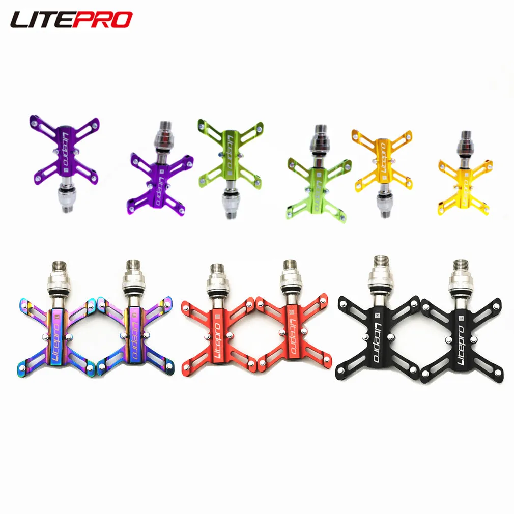 Litepro Folding Bike Butterfly QR Non-slip Pedal MTB Mountain Bicycle Sealed Bearing Aluminum Alloy Universal Pedals