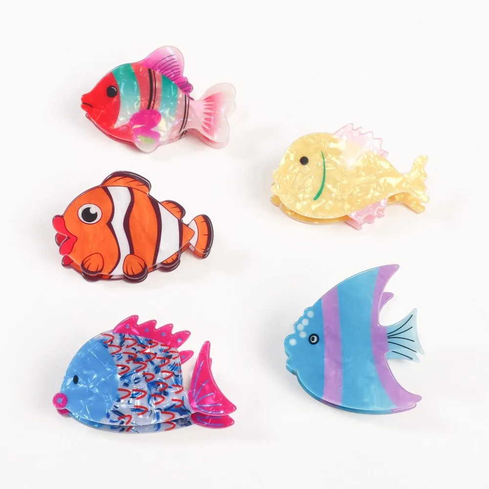 

Fashion Animal Fish Hair Claw Non-slip Sea Creature PVC Claw Clip Ponytail Holder Ocean Series Large Shark Clip Girls