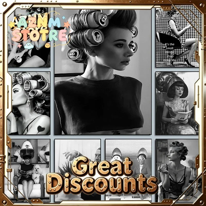 Fashion Hair Salon Posters Black White Photography Woman Hairstyle Prints Canvas Painting Wall Pictures Salon Barber Shop Dec