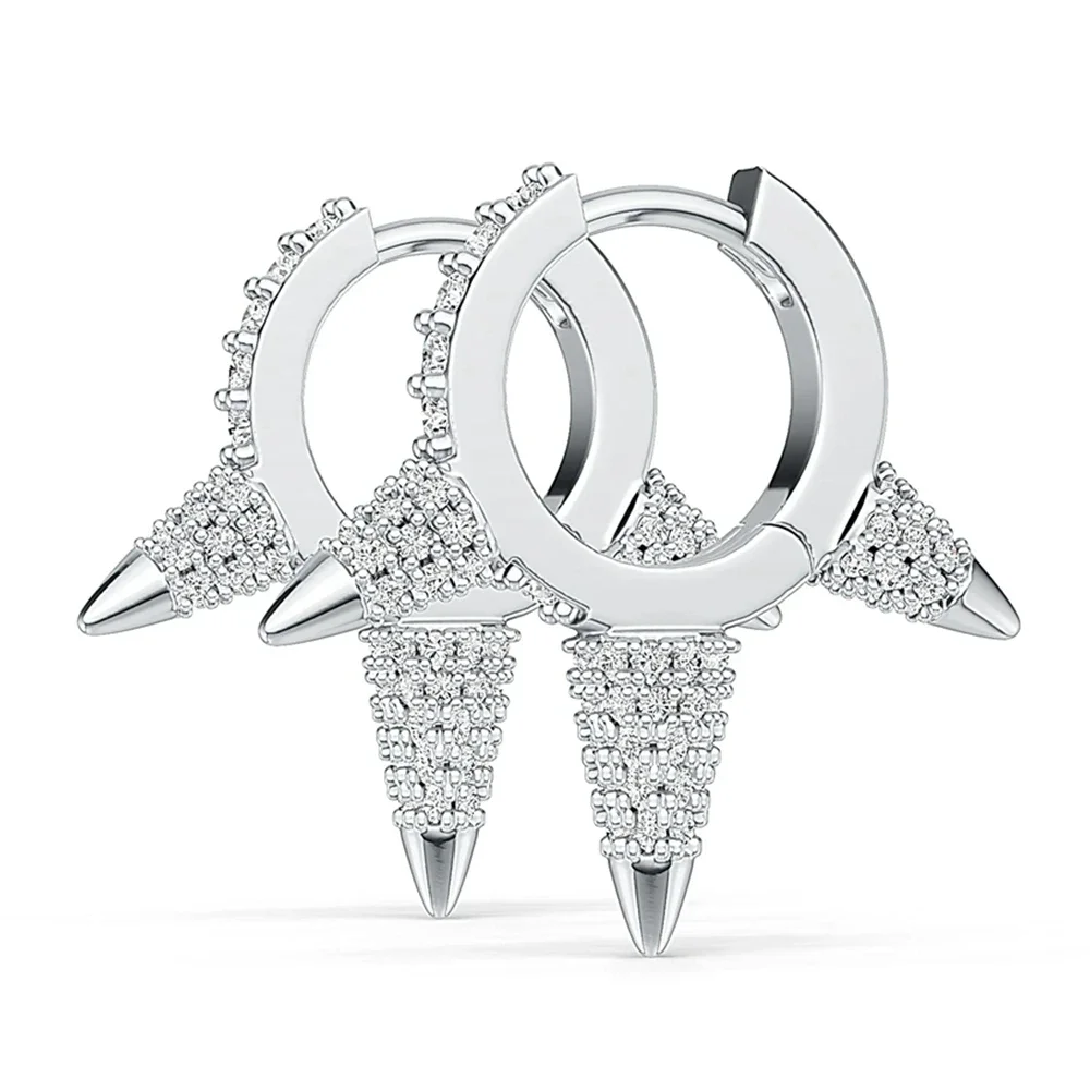 Yaranyan Sparkling 925 Sterling Silver VVS1 3EX D Color Real Moissanite Diamonds Gems Hip Hop Rock Hoop Earrings Fine Jewelry