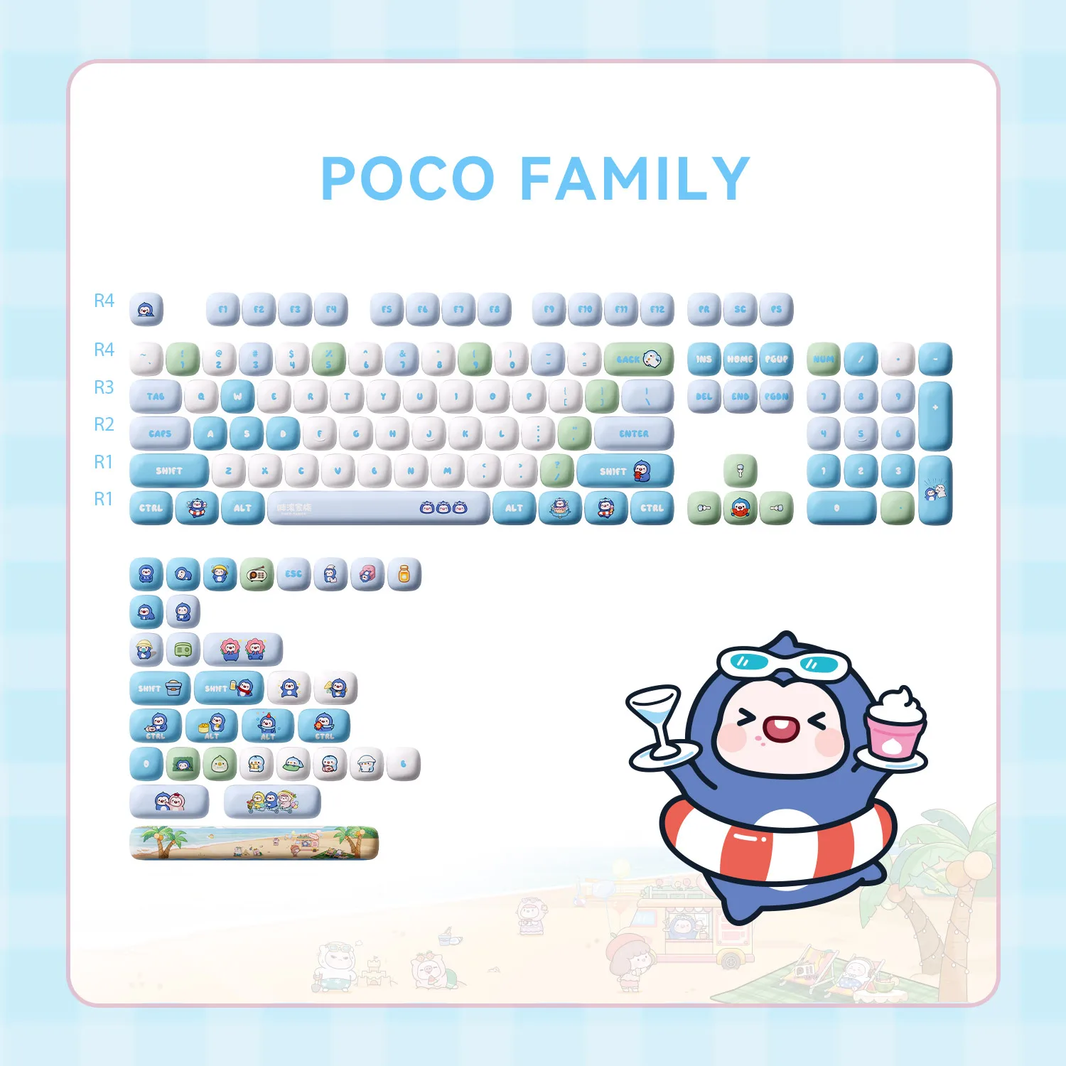 Akko 136 toetsen Keycap Set Schattig dierenthema Keycaps PBT Dye-sublimatie MOG Profiel Keycaps Kawaii voor aangepast mechanisch toetsenbord