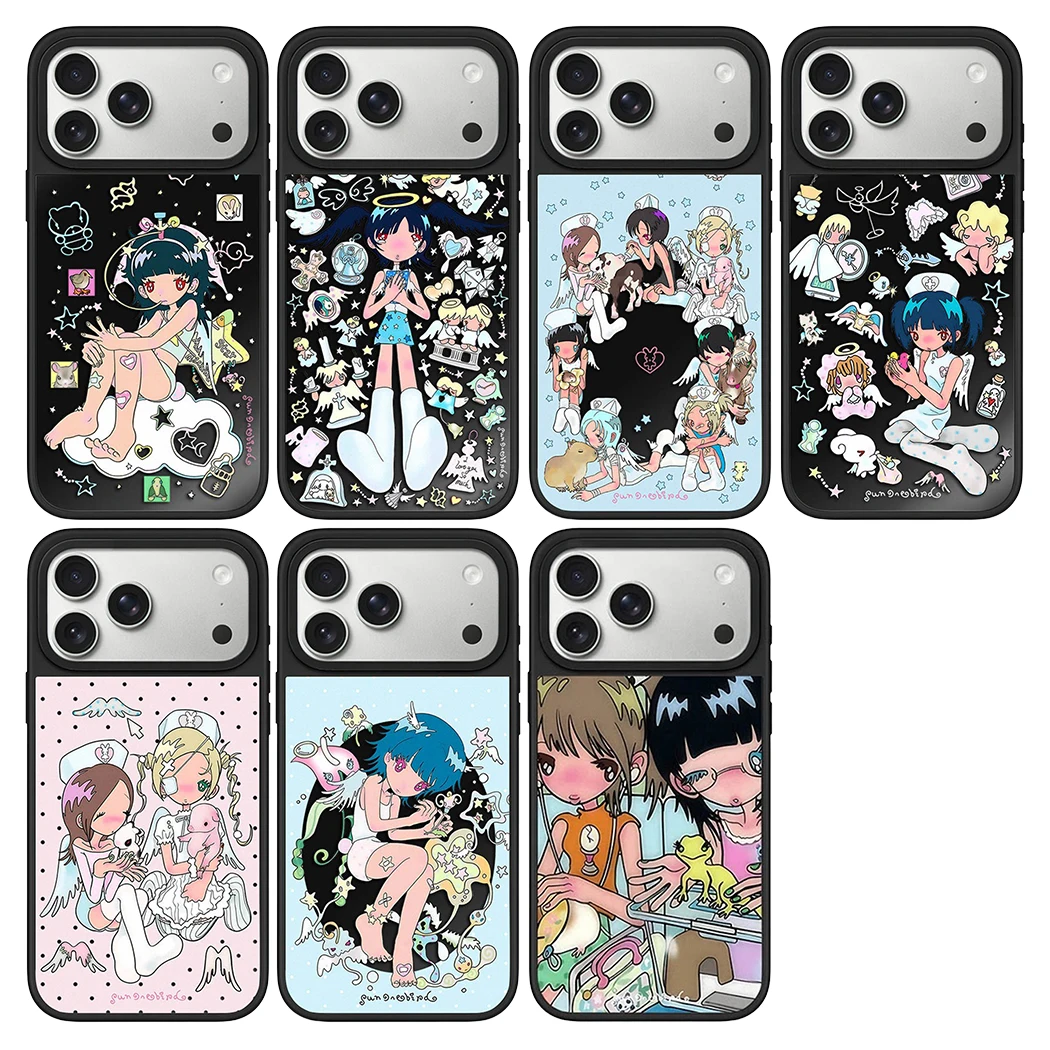 6082513 Mirror Surface Magnetic Phone Case Cover for IPhone 13 14 15 16 17 18 Pro Max Case Cartoon