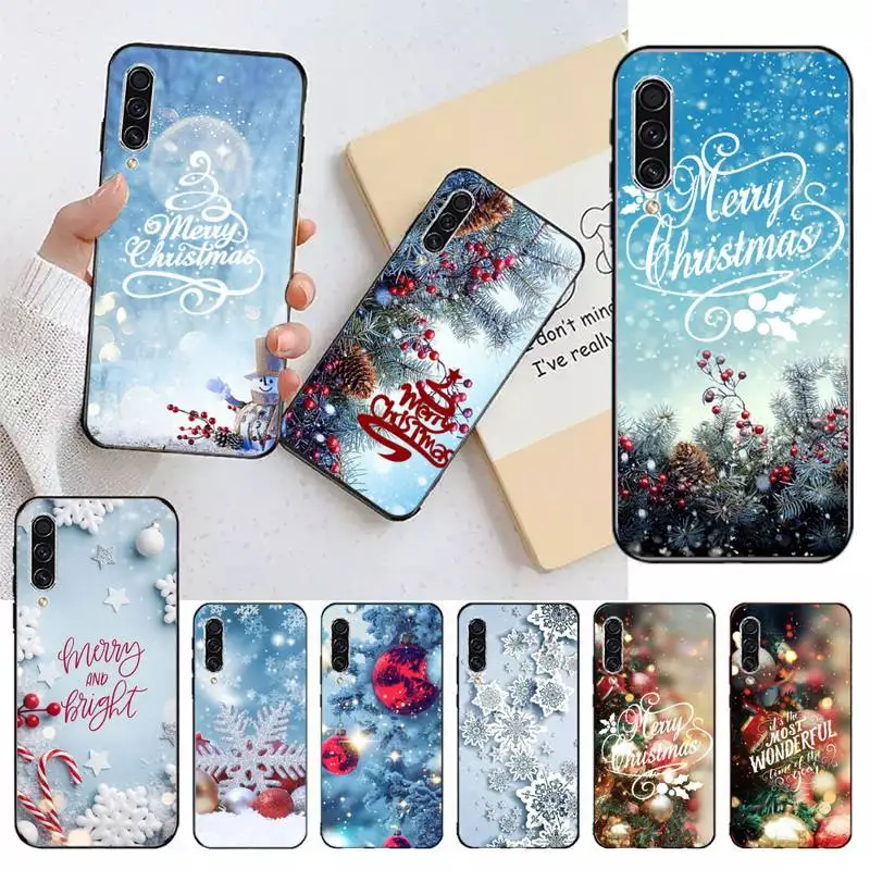 Merry Christmas art text Phone Case For Samsung galaxy A S note 23 53 22 20 52 21 13 51 71 32 12 10 fe ultra plus