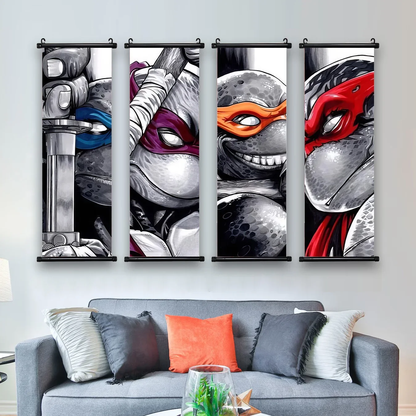 Ninja Leonardo Hanging Scrolls Poster Wall Artwork Mikey Canvas Painting Picture Print Donatello Home Decoration Art Raphael