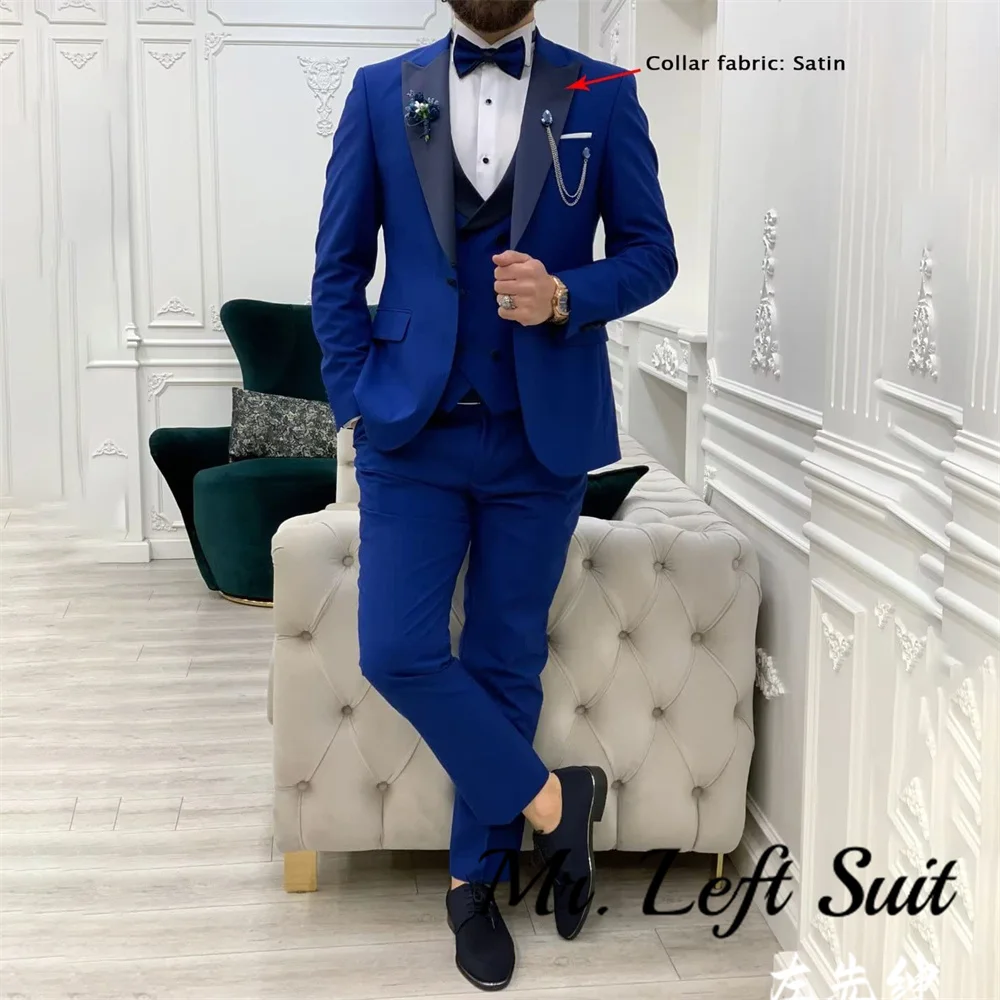 Men Slim Fit Suits 3 Piece Double Breasted Suit Men Wedding Prom Party Business Blazer Vest and Pants