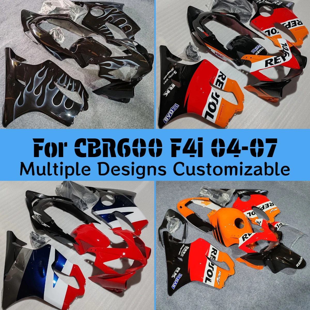 Moto Parts Fairing Kit CBR600F4I 2004-2007 Injection ABS Fairings Bodywork Panel Set for HONDA CBR 600 F4I 04-07
