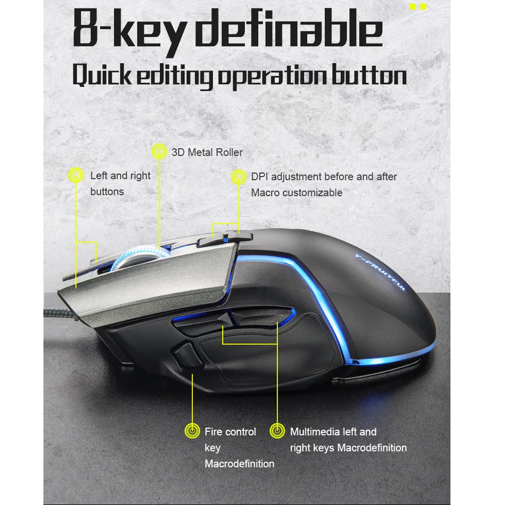 

6400DPI Y2 Mechanical Muse Removable Assemble Gaming Mouse SPCP198 Game Engine PC Gamer Completo CPU Mouse Gamer Dropship