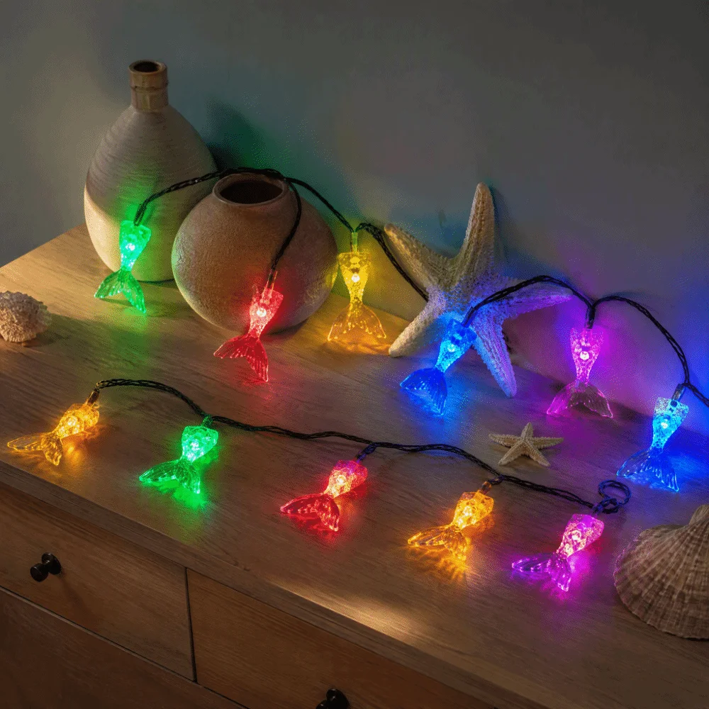 Multicolor Mermaid Tail LED String Lights Ocean Theme LED Fairy Light String Fairy Light Aquarium Themed Mermaid Party Supplies