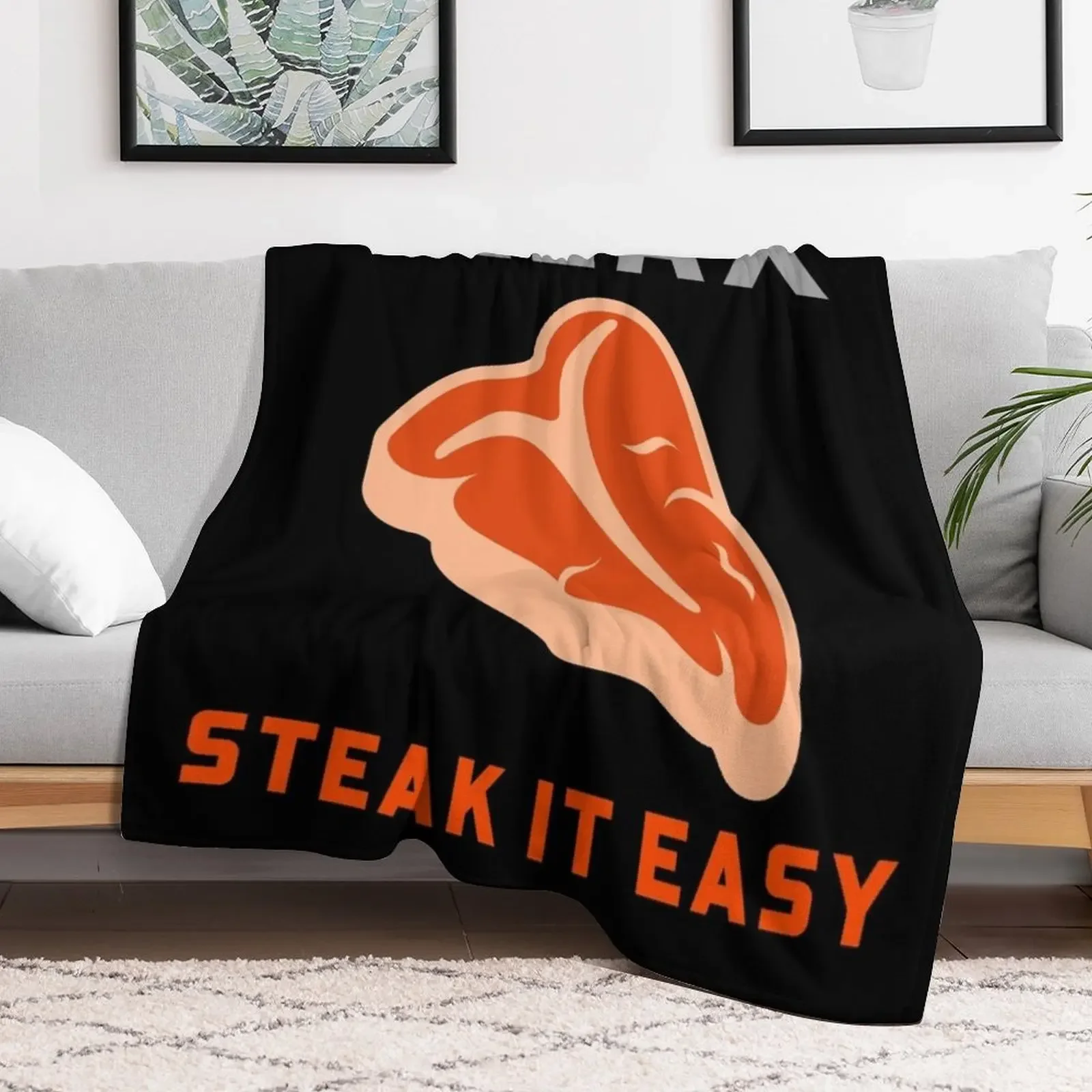 Relax Steak it Easy BBQ Throw Blanket Warm Flannel Blanket for Couch Chair Bedroom