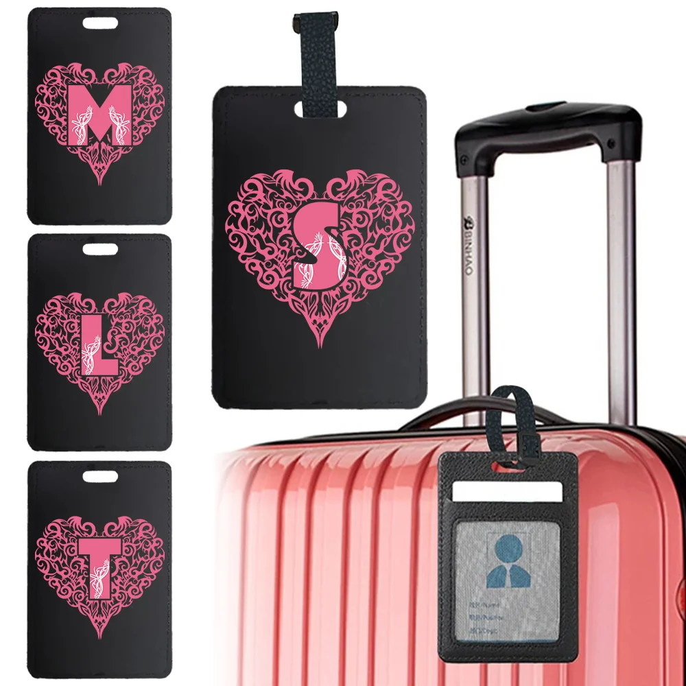 Pu Luggage Tag Personalized Baggage Boarding Bag Portable Suitcase Identifier Label Name ID Address Holder Love Letter Pattern