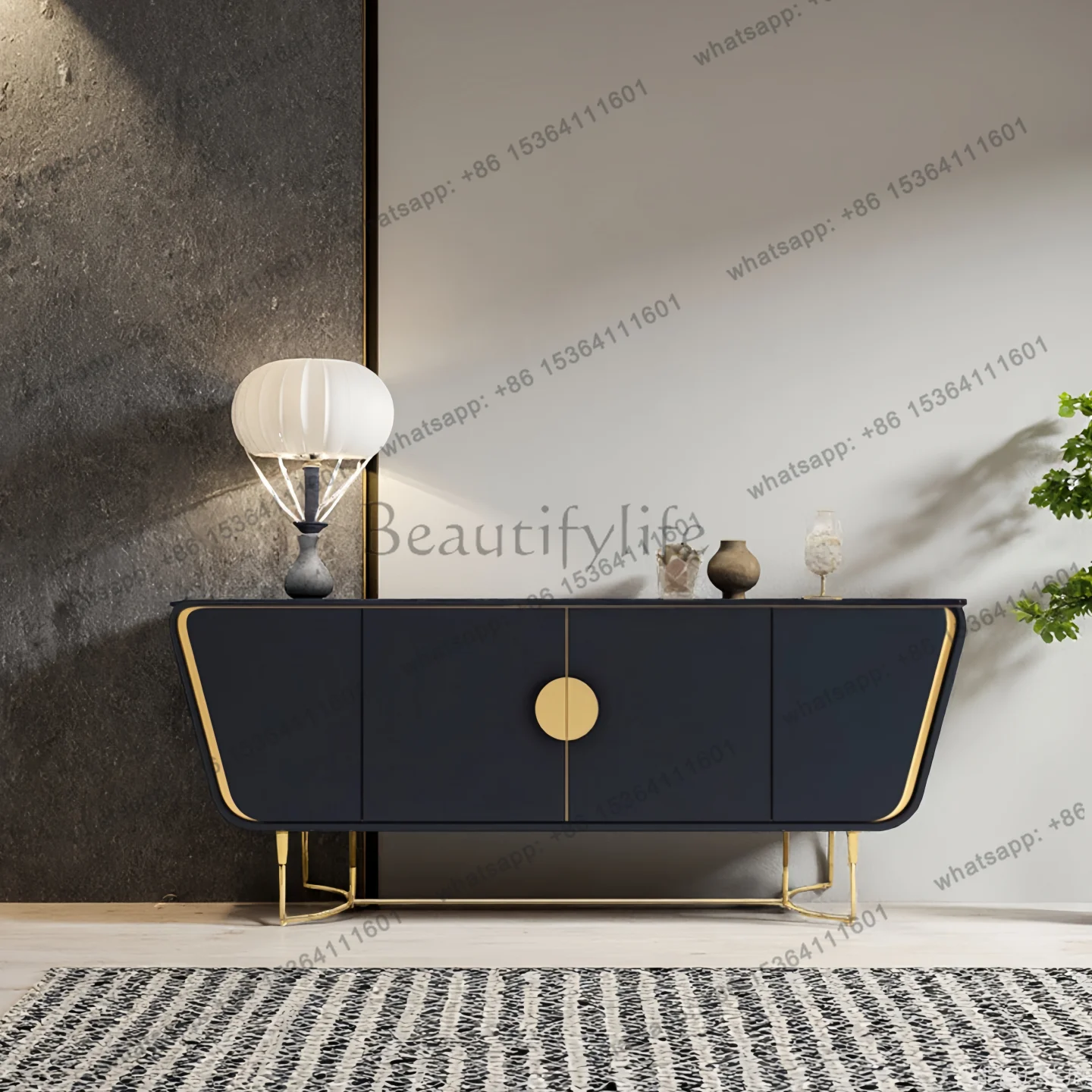 Light luxury paint dining side solid wood entrance cabinet modern simple storage tea and wine cabinet