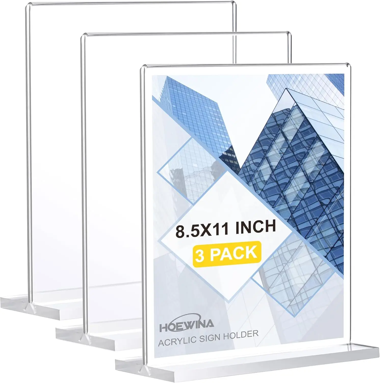 

Acrylic Sign Holder 8.5x11 Inch 3 Pack, Clear Double Sided Display Stand for Store, Vendor Booth, Vertical Flyer Holder
