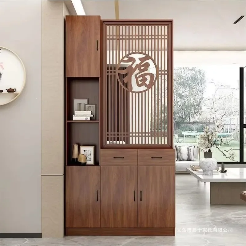 b31- door shoe cabinet solid wood new Chinese-style room cabinet facing the screen rack integrated  character entrance entrance