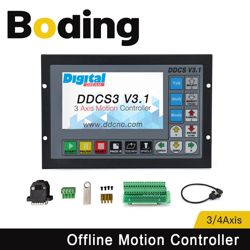 BODING Mach3 Offline Motion Controller DDCS V3.1 Support 3axis 4axis USB CNC Controller Interface