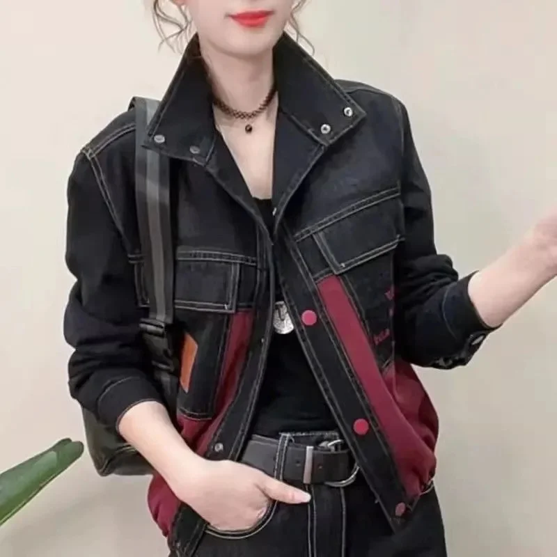 

new in jackets Denim Jacket Loose Cardigan Denim Single-Breasted Spring and Autumn Fashion Casual Joker Stand-up Collar Jacket