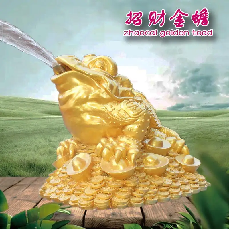 

Golden toad stone carving Golden toad spitting water bluestone three-legged ucky Nafu spray fish pond landscape
