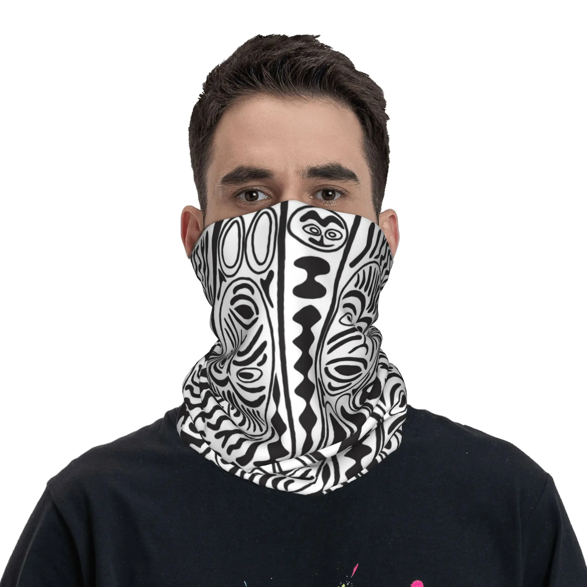 

African Tribal Mask Bandana Neck Cover Printed Magic Scarf Headband Cycling for Men Women Adult All Season