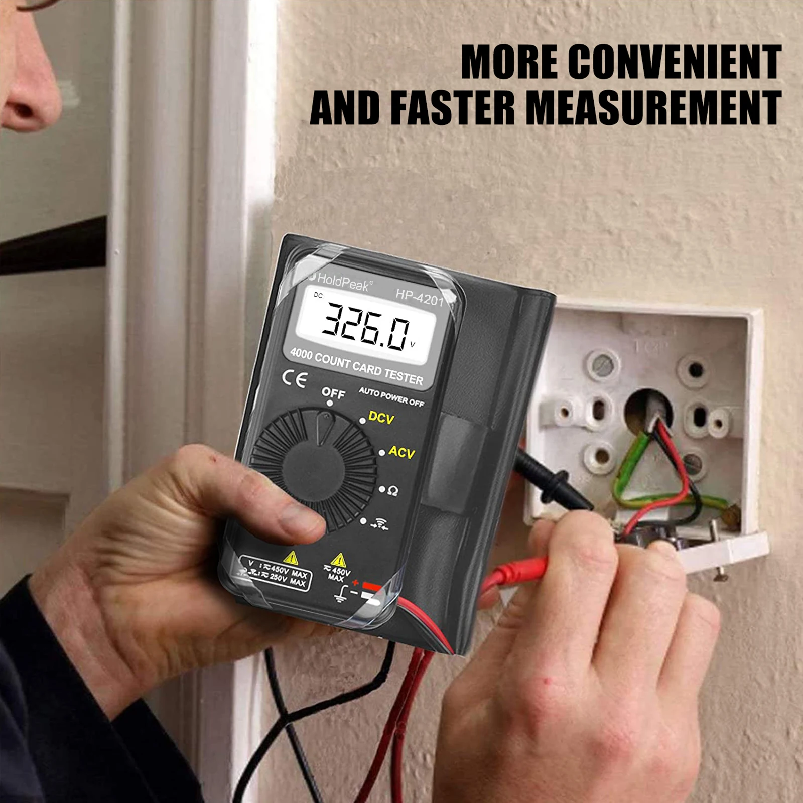 Mini Pocket Digital Multimeter 4000 Counts Auto Range AC DC Voltage Resistance Continuity Tester for Electrical Home Repair