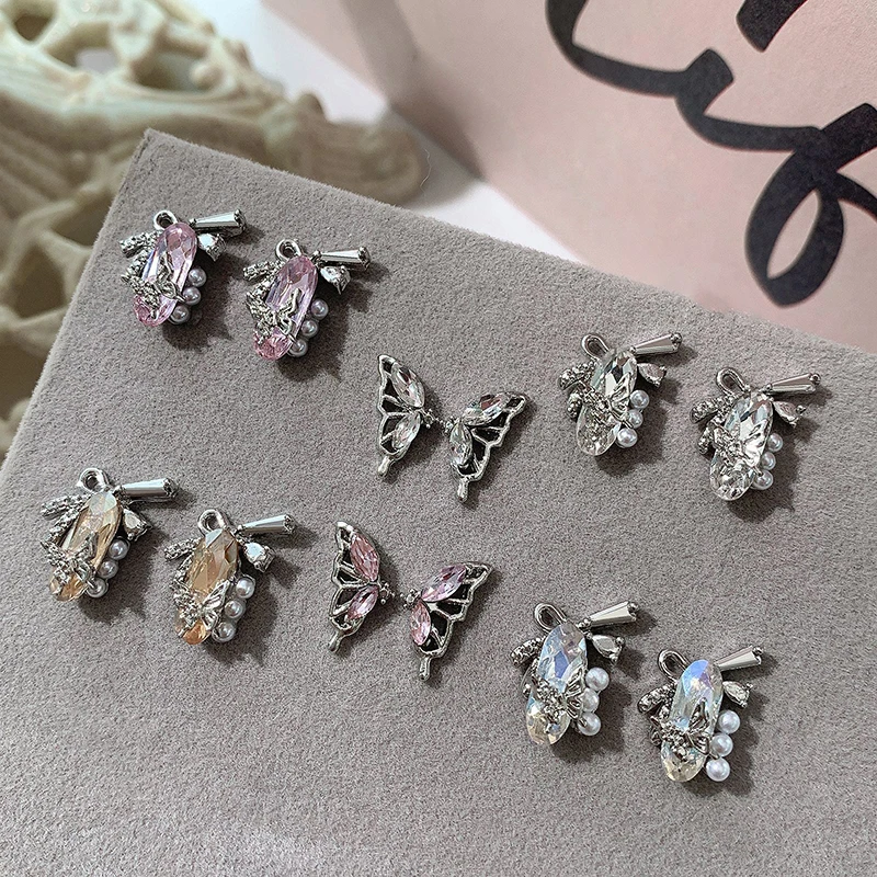 5Pcs 3D Half Butterfly Alloy Nail Charms Metal Bow-knot Design Jewelry Bow Nail Art Rhinestones DIY Nail Art Accessories image 5