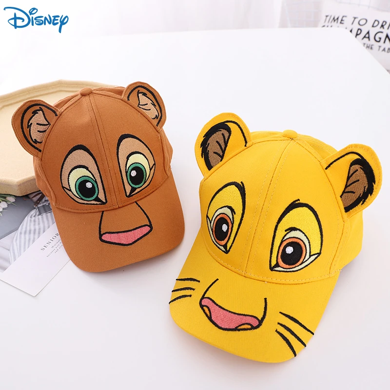 Disney Cartoon Anime Lion King Simba Children Hat Kids Boys Girls Baseball Cap Cute Ears Adjustable Sun Hat Casual Hat Gifts