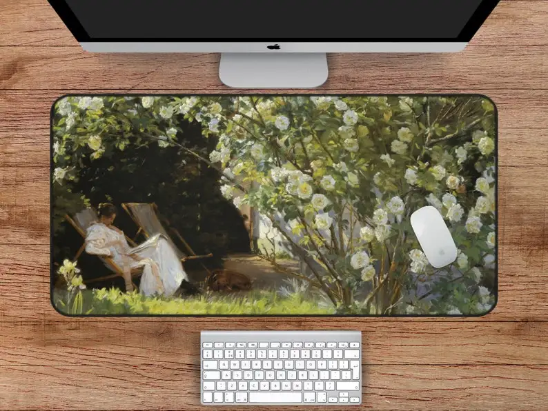

Floral Painting Aesthetic Deskmat,non-slip and Waterproof Mousepad,office and Gaming Desk Decorative Mat,perfect Gift for Friend