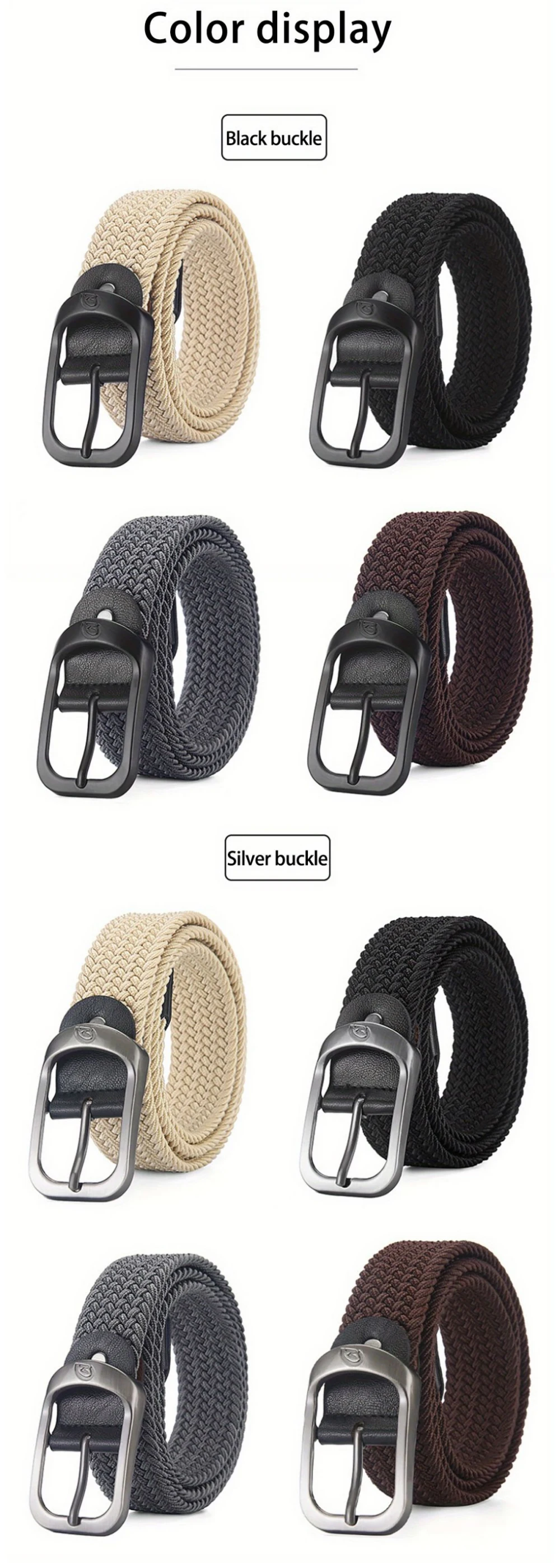 Herrengürtel, lässig, gewebt, elastischer Gürtel, Outdoor-Sport, Damengürtel, kein Stanzen erforderlich, Klettern, Arbeitsgürtel für Männer und Frauen, modisch – Detail 6