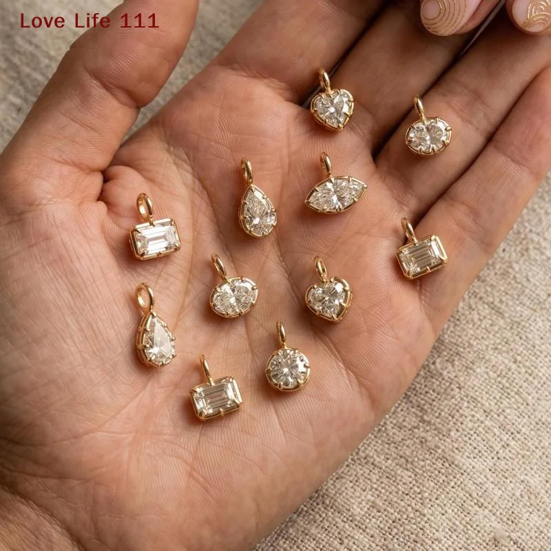 Durable Stainless Steel Geometry Zircon Pendants Tiny Charms for DIY Necklace Jewelry Making Hobby Supplies