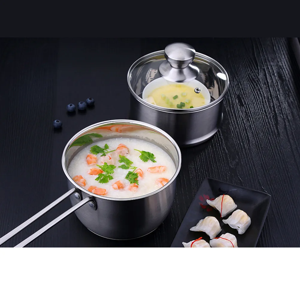 

Stainless Steel Milk Pot Multifunctional Cooking Pot Ergonomic Handle Easy Use Suitable for Instant Noodle Stew Baby Food