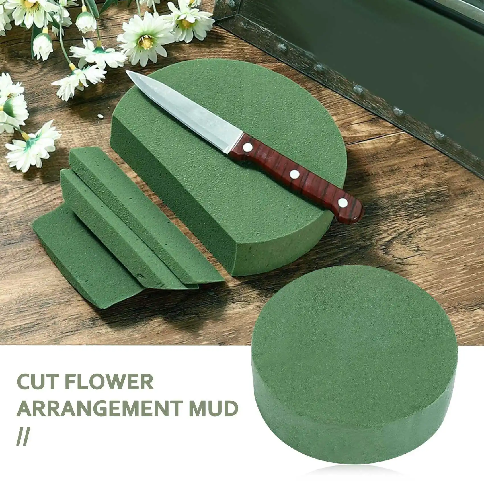 AT84-6 Pcs Round Floral Foam Blocks,4.72 Inch Dry Floral Foam For Artificial Flowers,Craft Project,Wedding Party Decoration