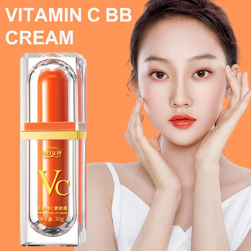 Nuevo 5 vitamina C tono crema vitamina C BB crema hidratante corrector poros luz de agua cara perezosa ocultar maquillaje hidratante B8X4