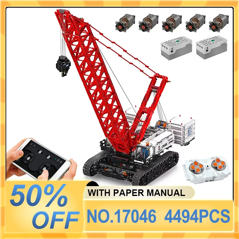 Mould King 17046 MOC Technical Wacker 16000 Crawler Crane Model Building Blocks Dynamic Truck Car Bricks Toy Kids Christmas Gift