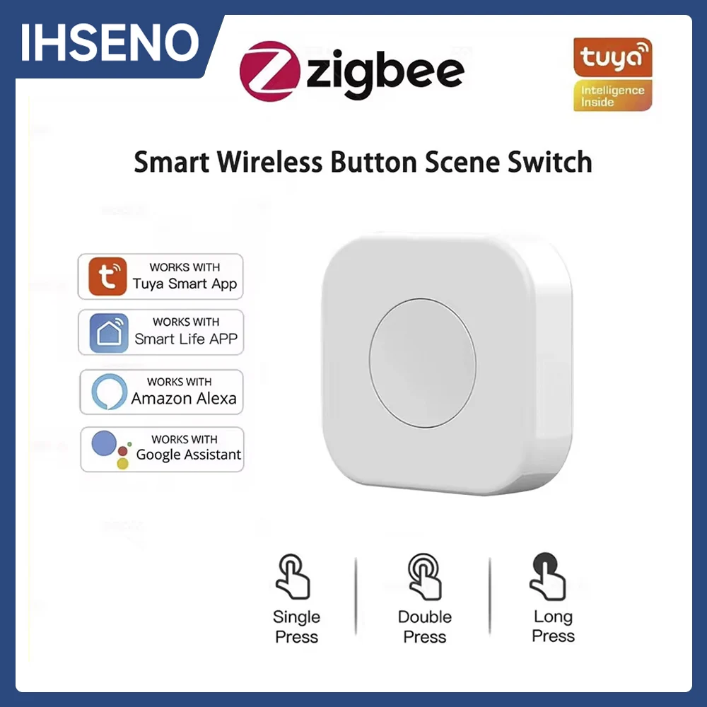 Tuya ZigBee-interruptor de escena de botón inteligente, control remoto inalámbrico de una tecla, alimentado por batería, compatible con Google Home y Alexa