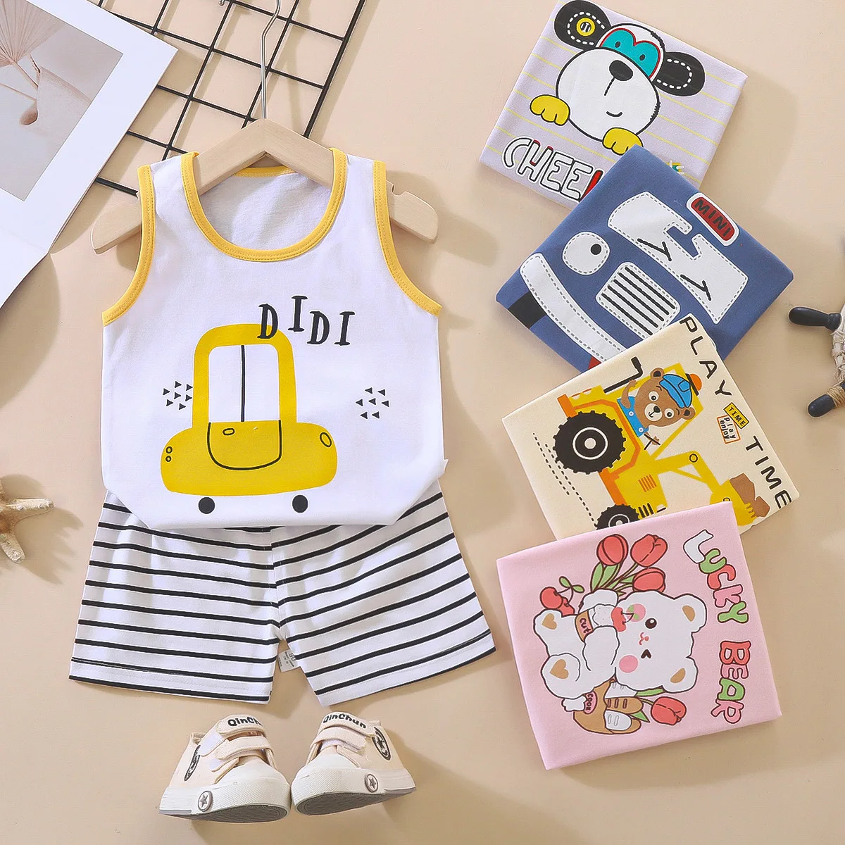 

Kids Clothes Summer Suit Vests+Shorts Children Clothing Baby Cotton Skin friendly T-Shirts Shorts Tank Top Sleeveless 2PCS