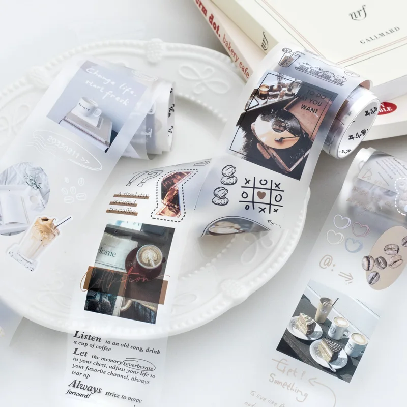 6 styles 50mm*200cm Poems For Coffee series tape Decorative sticker Labels Decorative Diary Album Junk Journal Supplies