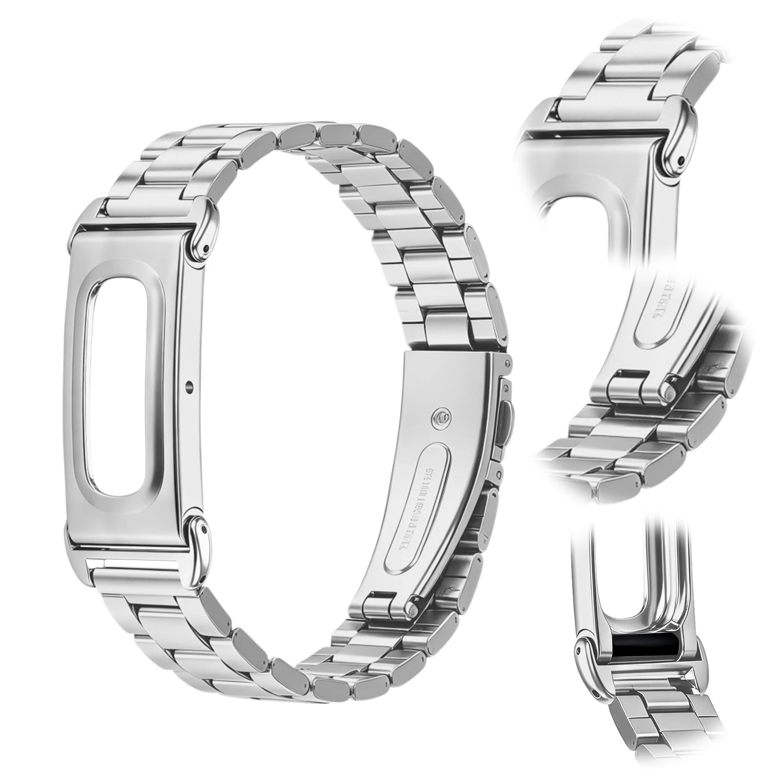 Three-Bead Stainless Steel Replacement Band for Google for Fitbit Air Metal Link Wristband Bracelet Women Men