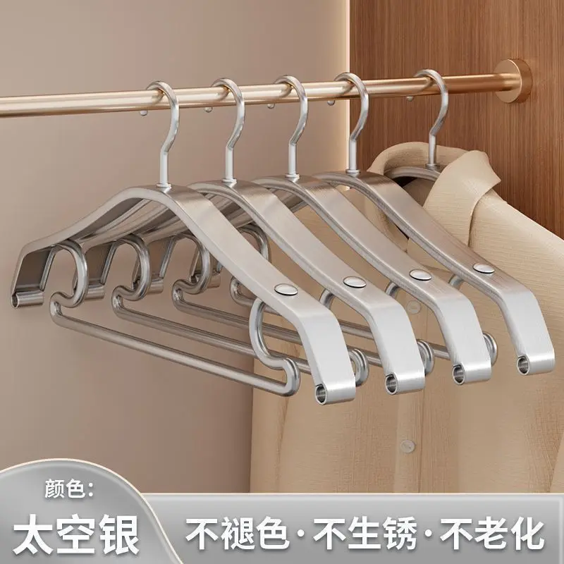 Gold Space Aluminum Hangers Wide Shoulder No Trace Non Slip Clothes Hangers with Trouser Bar Heavy Duty Coat Hangers for Closet