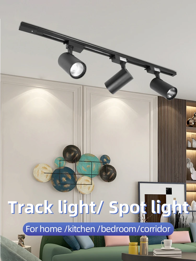 Spot Led COB LED Track Light Ceiling Decoration Rail Lamp 220V Fixture for Living Room Clothing Store Full Set Track Lighting