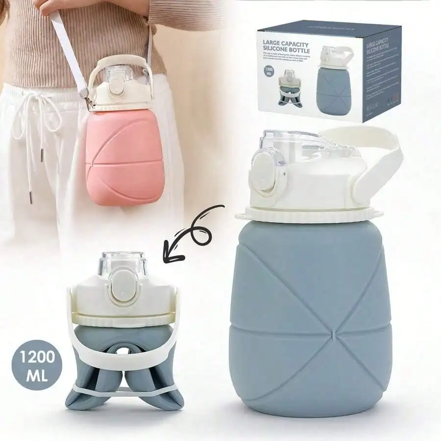 

Portable Travel Silicone Retractable Foldable Sports Water Cup Large Capacity Outdoor Tumbler New Product