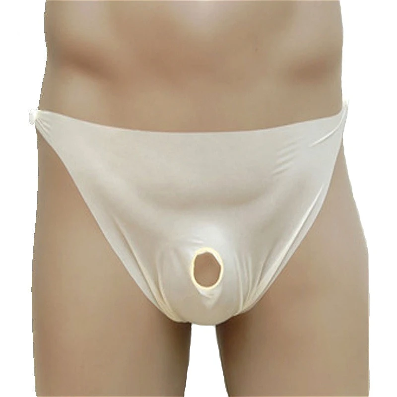 

New Latex Rubber Glossy Mens Open Hole Underwear Seamless See-Through Briefs Panties Ropa Interior Hombre Sexy Erotic Lingerie