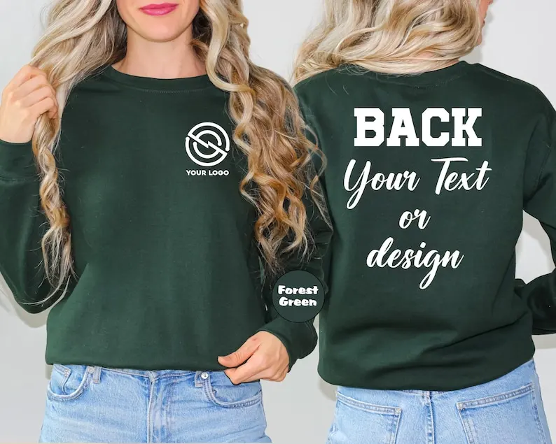 Custom Logo Text Design Sweatshirt Unisex Trendy Personalized Small Business Company Logo Outfit Team Staff School Logo Sweater