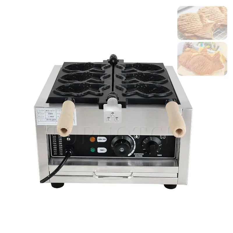 220 V/110 V ปลารูปร่างปิดปาก Taiyaki Maker Commercial ปลารูปวาฟเฟิลไฟฟ้าเครื่อง Taiyaki