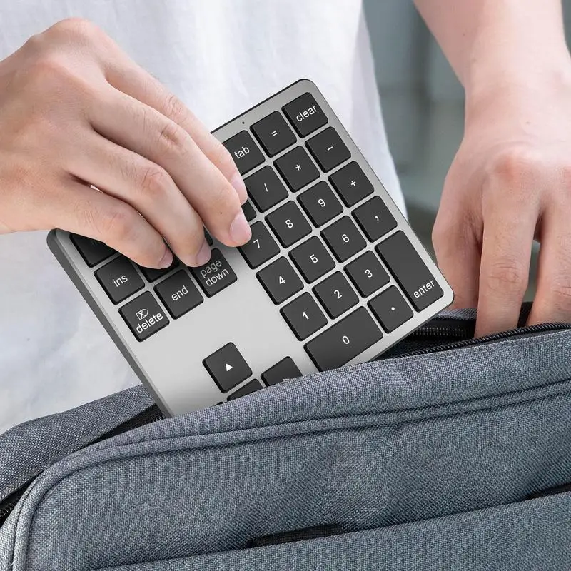Teclado mecánico pequeño inalámbrico, teclado numérico pequeño de 35 teclas, teclado numérico inalámbrico silencioso, escritura eficiente, PC Personal