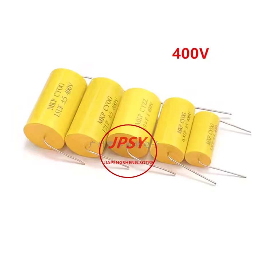 10PCS MKP Yellow Round Axial Non-Polarized Capacitor 400V 1uF/2.2uF/3.3uF/4.7uF/5.6uF/8.2uF/10uF/15uF/20uF
