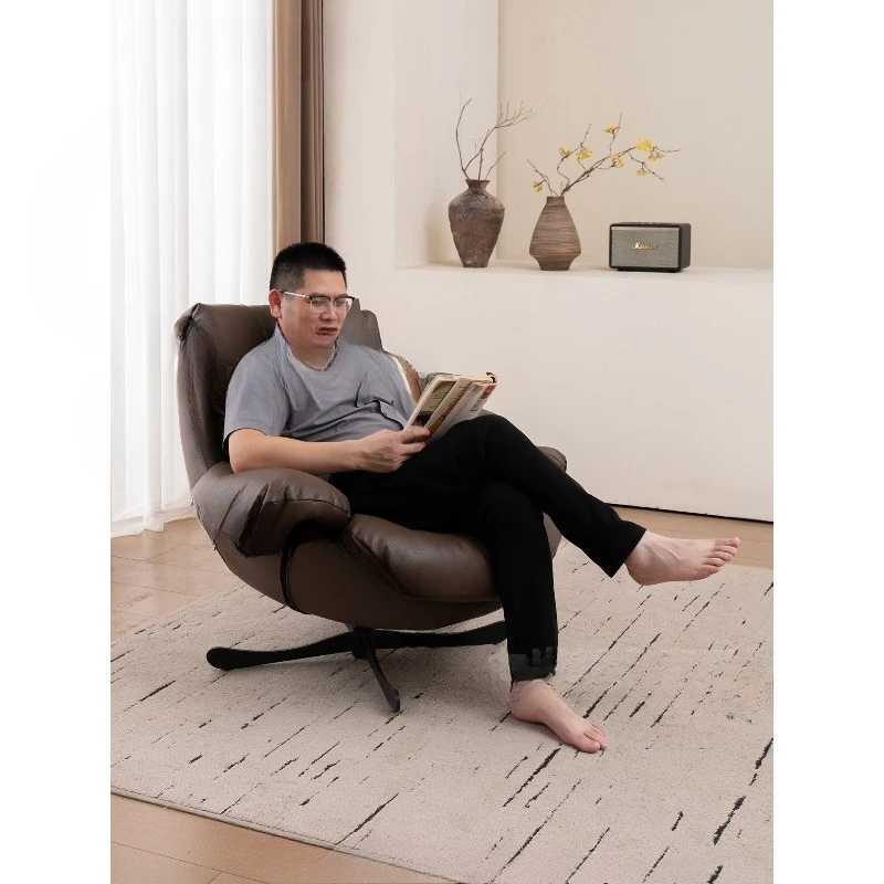 

Villa Italian 360-degree rotating sofa chair leather single sofa light luxury living room balcony premium leisure chair