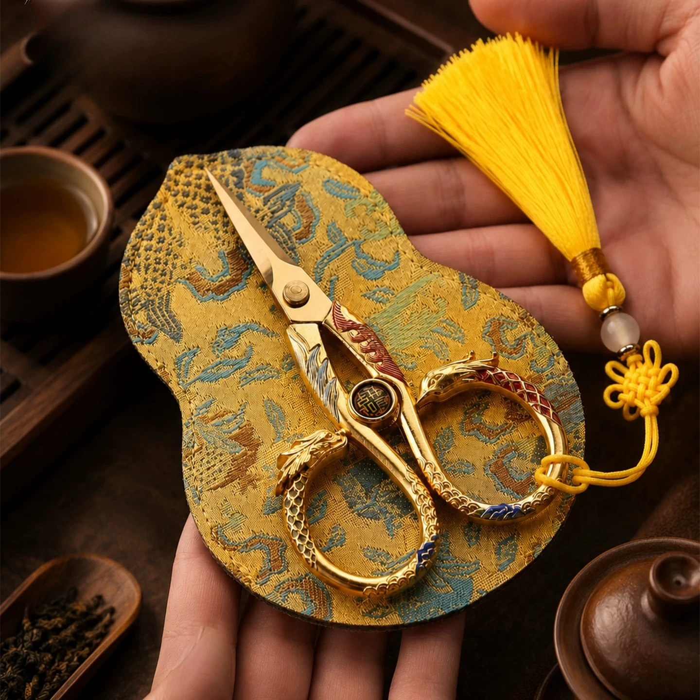 Small Vintage Tea Scissors High End Retro Leaf Shears TeaArt Tool Kitchen Scissors for Ceremony Use