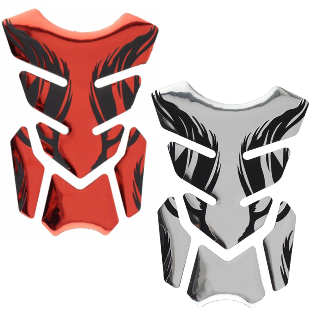 3D Motorcycle Pad Decal Motorcycle Fuel Tank Pad Motorcycle Accessories Fuel Protector Cover Red/Silvery