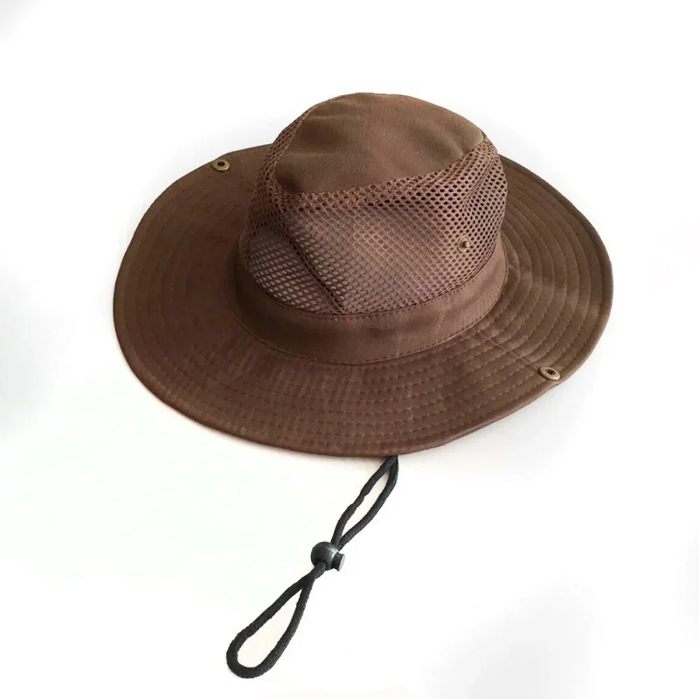 Outdoor Bucket Hat Men Summer Breathable Panama Cap Cotton Jungle Fishing Mesh Hat Hiking Beach Sun Protector Caps for Men\'s