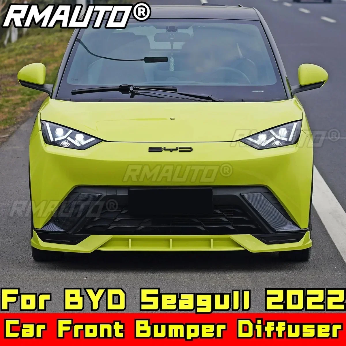 For BYD Seagull 2022 Body Kit Front Bumper Diffuser Glossy Black DC Style Front Bumper Splitter Spoiler Car Accessories