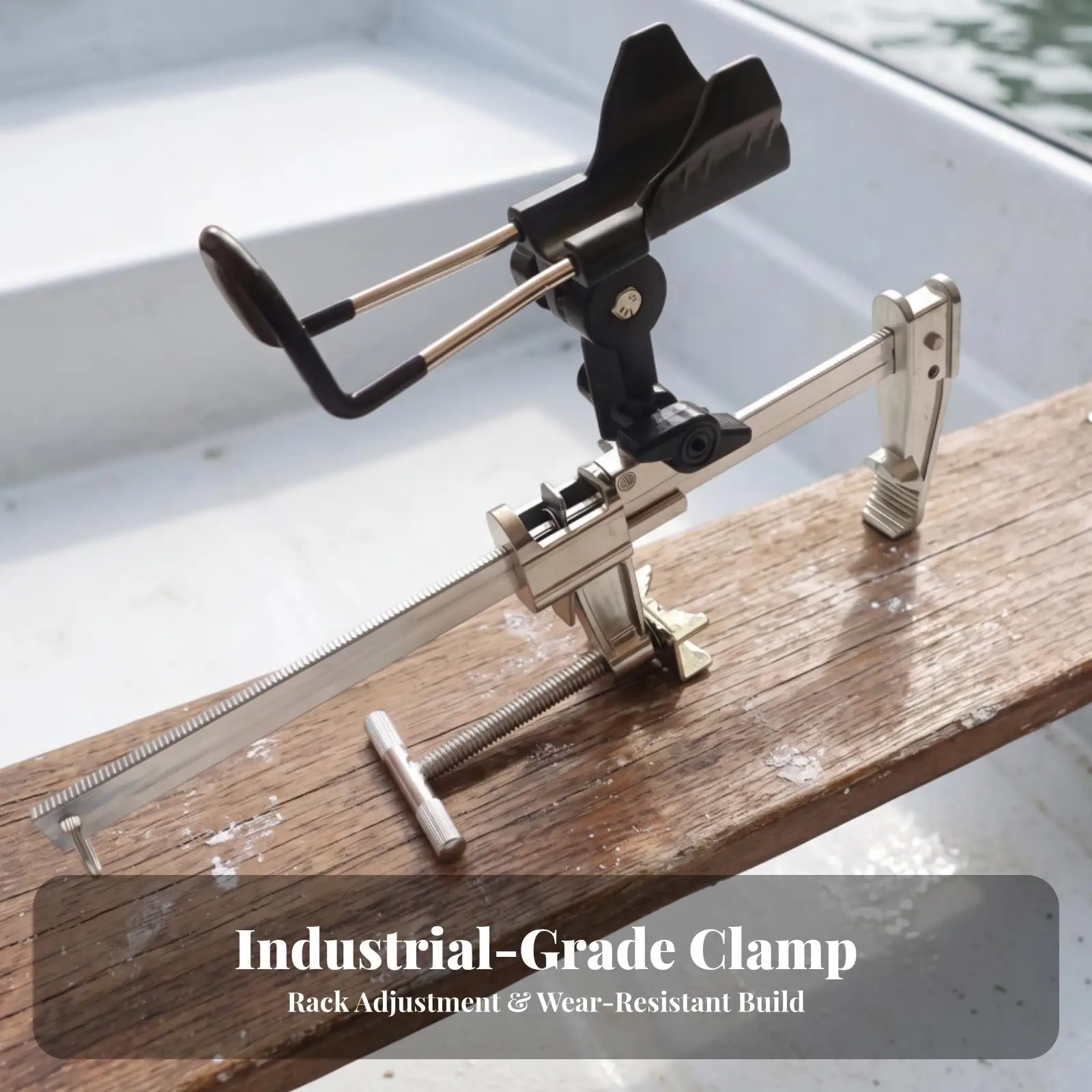 Fishing Pole Holder with Clamp for Boat Railing 35cm Arm Adjustable Support Bracket