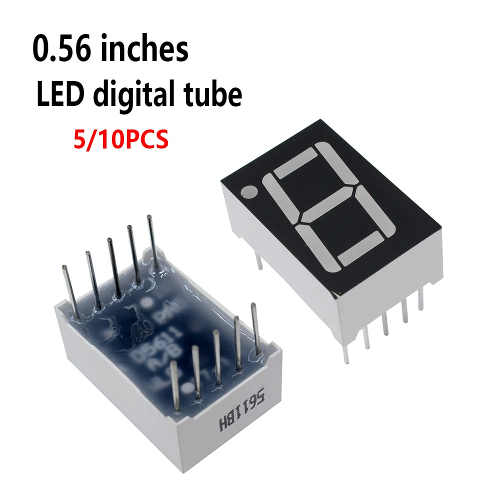 5/10 قطعة 0.56 بوصة 7 قطعة 1 شاشة LED رقمية سوبر الأحمر الأخضر الكاثود المشترك